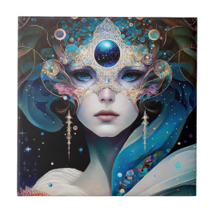 Cosmic Masked Goddess Queen Fantasy Art Fliese