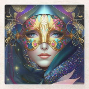 Cosmic Masked Goddess Queen Fantasy Art Glasuntersetzer