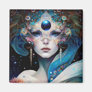 Cosmic Masked Goddess Queen Fantasy Art Magnet