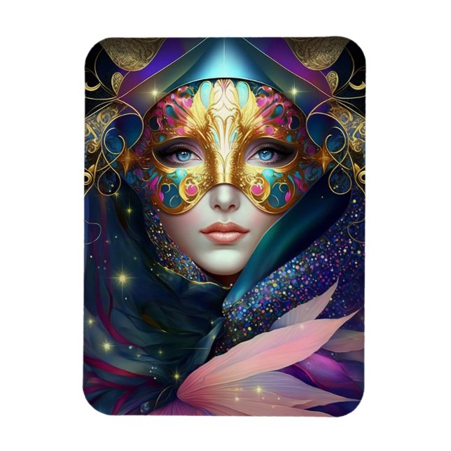 Cosmic Masked Goddess Queen Fantasy Art Magnet (Vertikal)