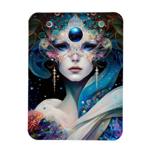 Cosmic Masked Goddess Queen Fantasy Art Magnet