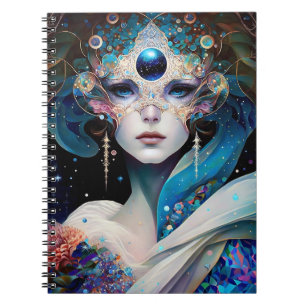 Cosmic Masked Goddess Queen Fantasy Art Notizblock