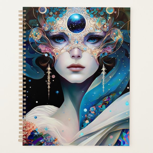 Cosmic Masked Goddess Queen Fantasy Art Planer (Vorderseite)