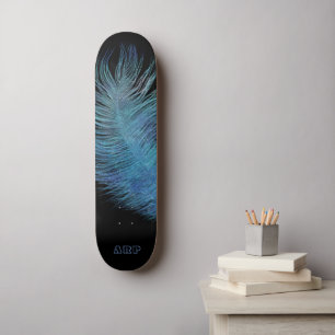 *~* Cosmic Midnight Sky Pastell Boho Feather Skateboard