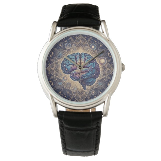 Cosmic Mind Mandala – Abstract Brain Art Armbanduhr (Vorderseite)