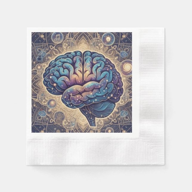 Cosmic Mind Mandala – Abstract Brain Art Serviette (Vorderseite)