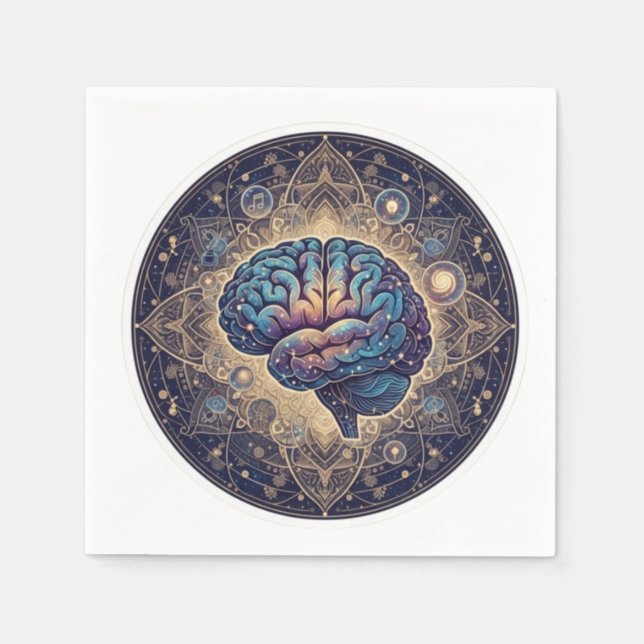 Cosmic Mind Mandala – Abstract Brain Art Serviette (Vorderseite)