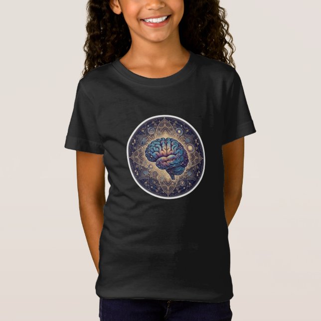 Cosmic Mind Mandala – Abstract Brain Art T-Shirt (Vorderseite)