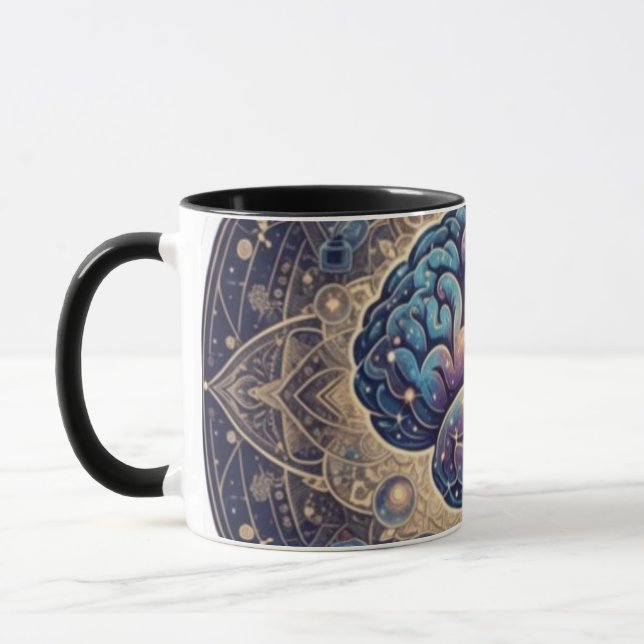 Cosmic Mind Mandala – Abstract Brain Art Tasse (Links)