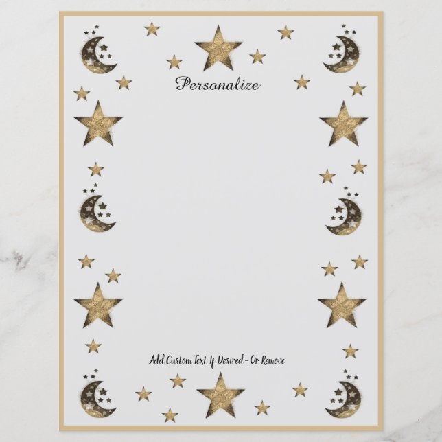 Cosmic Moon & Stars Black & Gold personalisieren (Vorderseite)
