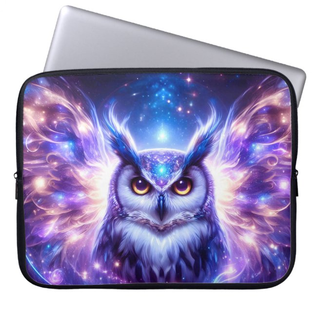 Cosmic Mystical Wisdom Celestial Spiritual Owl  Laptopschutzhülle (Vorderseite)