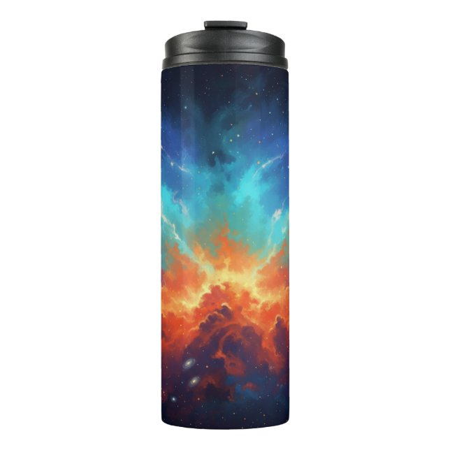 Cosmic Nebula Abstract Galaxy Space Art Thermosbecher (Vorderseite)
