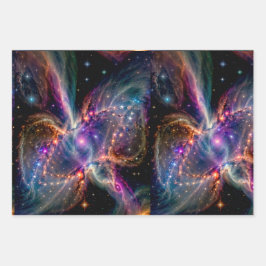 Cosmic Nebula Energy Swirl Wrapping Paper Geschenkpapier Set