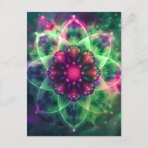 Cosmic Neon Blume Mandala Postkarte