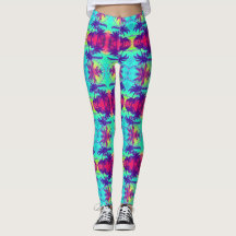 Cosmic Neon Palm Trees Pattern Leggings