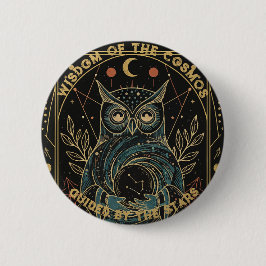 Cosmic Oracle Owl • Mystical Celestial  Button