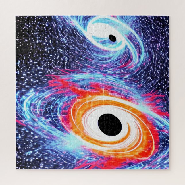 Cosmic Orange Red and Blue Black Holes Landschaft Puzzle (Vertikal)