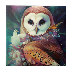 Cosmic Owl Fantasy Art Fliese