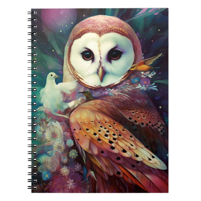 Cosmic Owl Fantasy Art Notizblock (Vorderseite)