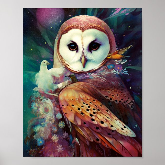 Cosmic Owl Fantasy Art Poster (Vorne)