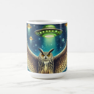 Cosmic Owl Nightscape - Ufos im Himmel Kaffeetasse