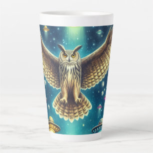 Cosmic Owl Nightscape - Ufos im Himmel Milchtasse