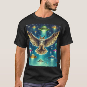 Cosmic Owl Nightscape - Ufos im Himmel T-Shirt
