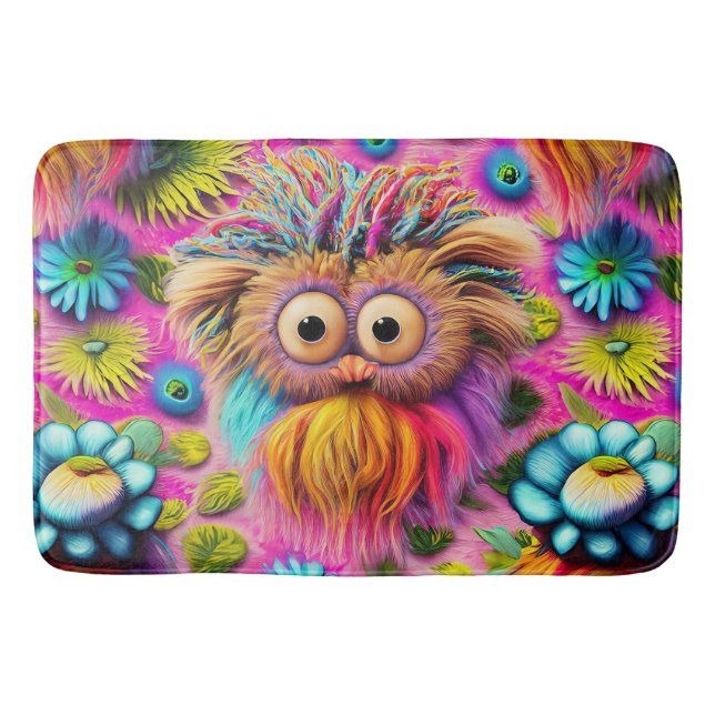Cosmic Owl Trippy Hippie Psychedelic Original Badematte (Vorderseite)