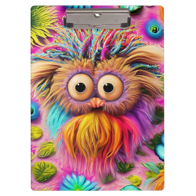 Cosmic Owl Trippy Hippie Psychedelic Original Klemmbrett (Vorderseite)