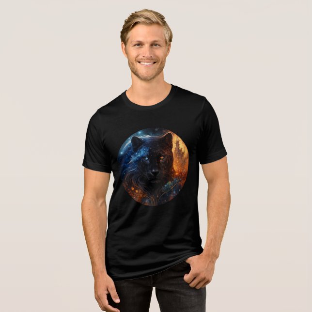 Cosmic Panther – Day and Night Fantasy Art Tri-Blend Shirt (Vorderseite voll)