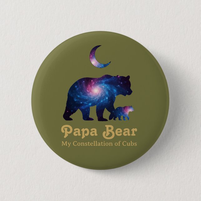 Cosmic Papa Bear & Cub Button (Vorderseite)