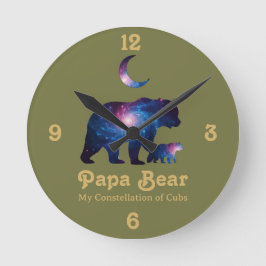 Cosmic Papa Bear & Cub Runde Wanduhr