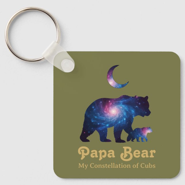 Cosmic Papa Bear & Cub Schlüsselanhänger (Vorderseite)