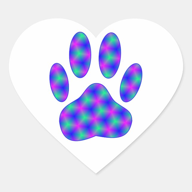 Cosmic Paw Print Herz-Aufkleber (Vorderseite)