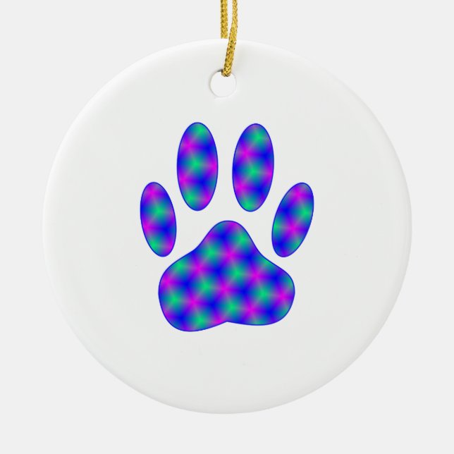 Cosmic Paw Print Keramikornament (Vorne)