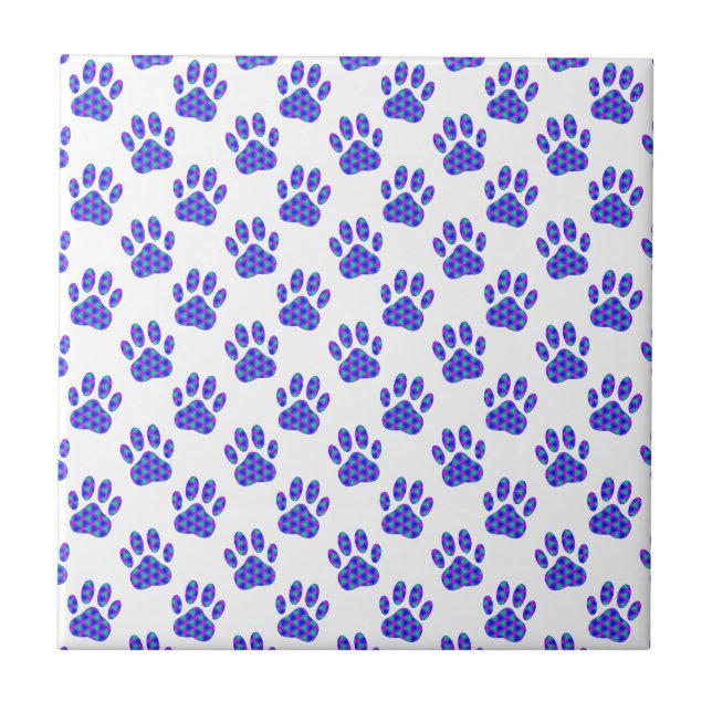 Cosmic Paw Print Pattern Fliese (Vorderseite)