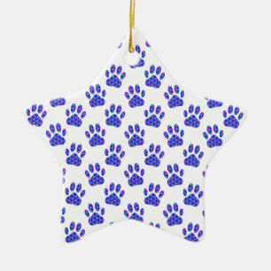 Cosmic Paw Print Pattern Keramik Ornament