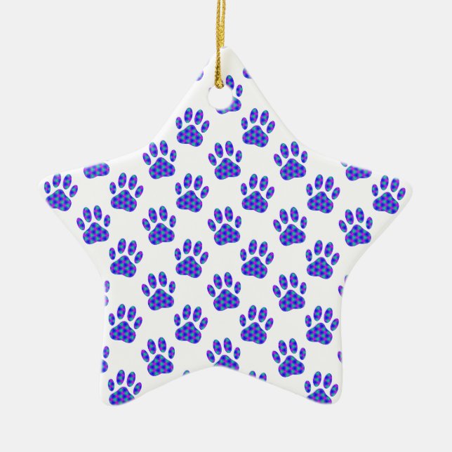 Cosmic Paw Print Pattern Keramik Ornament (Vorne)
