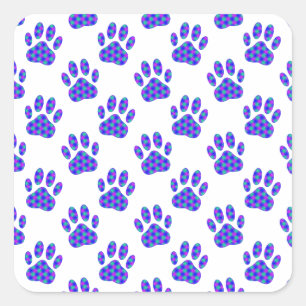 Cosmic Paw Print Pattern Quadratischer Aufkleber