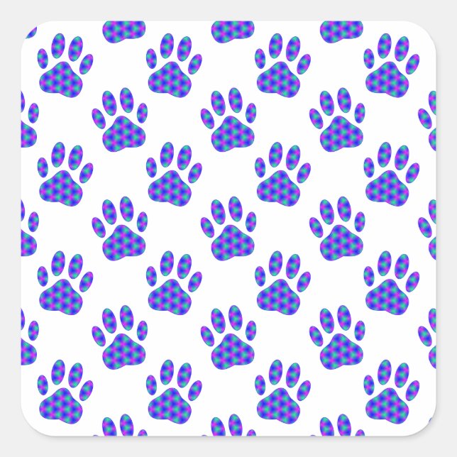Cosmic Paw Print Pattern Quadratischer Aufkleber (Vorderseite)