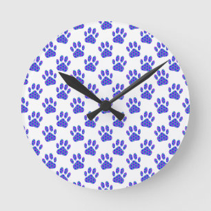 Cosmic Paw Print Pattern Runde Wanduhr