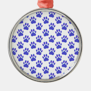 Cosmic Paw Print Pattern Silbernes Ornament