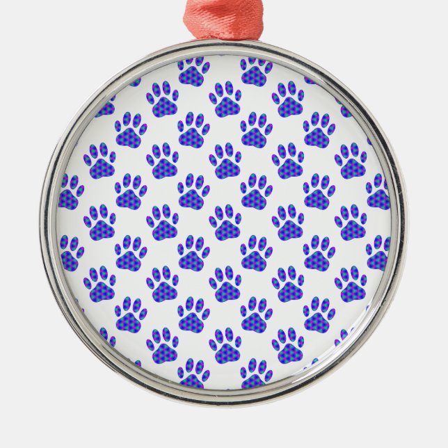 Cosmic Paw Print Pattern Silbernes Ornament (Vorne)