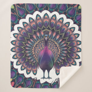 Cosmic Peacock Mandala Fleece Blanket Sherpadecke