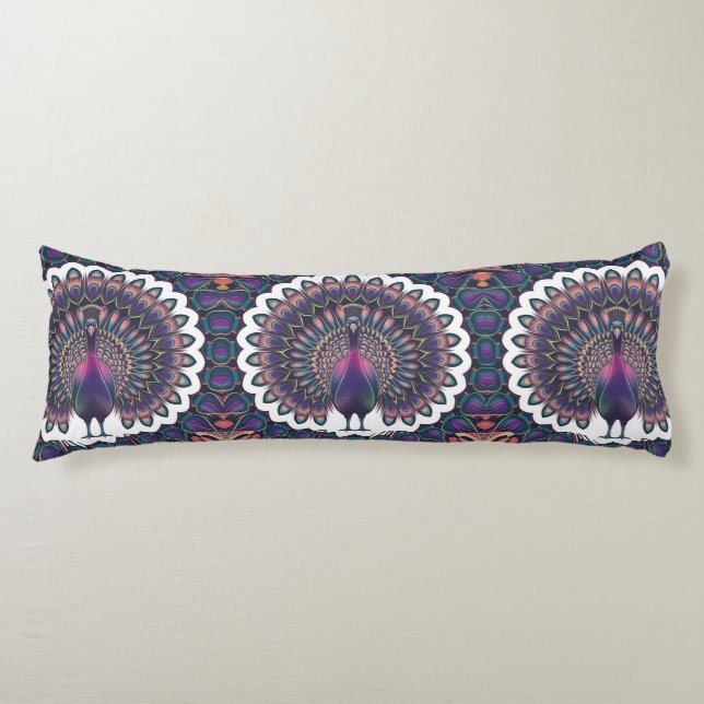 Cosmic Peacock Mandala Seitenschläferkissen (Vorderseite)