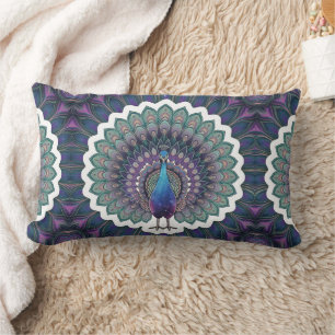 Cosmic Peacock Mandala Throw Pillow Lendenkissen