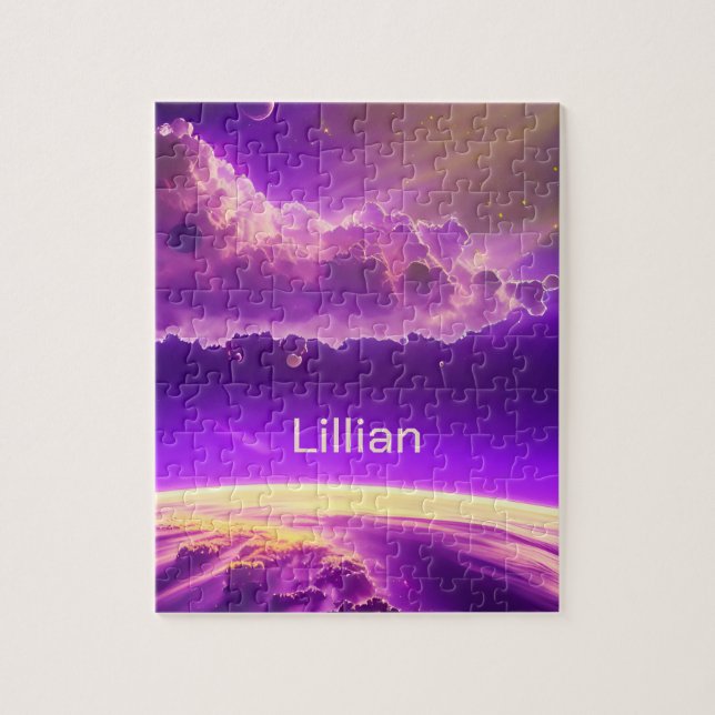 Cosmic Pink Lila Magic Fun Phantastischer Weltraum Puzzle (Vertikal)