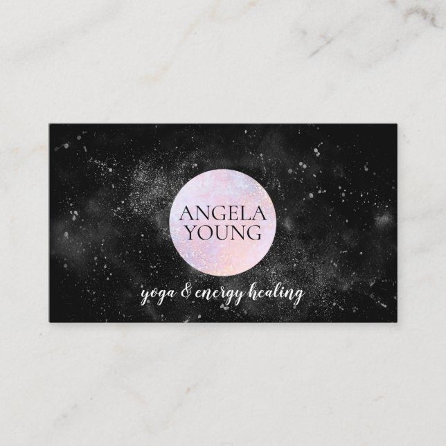 Cosmic Pink Moon Yoga, Life Coach, Astrologer Visitenkarte (Vorderseite)