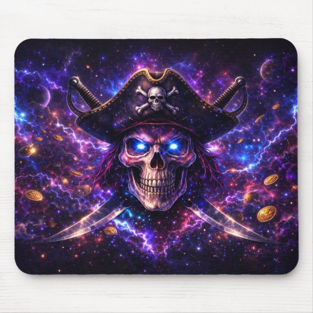 Cosmic Pirate Skull Galaxy Gaming Mouse Pad Mousepad (Vorne)