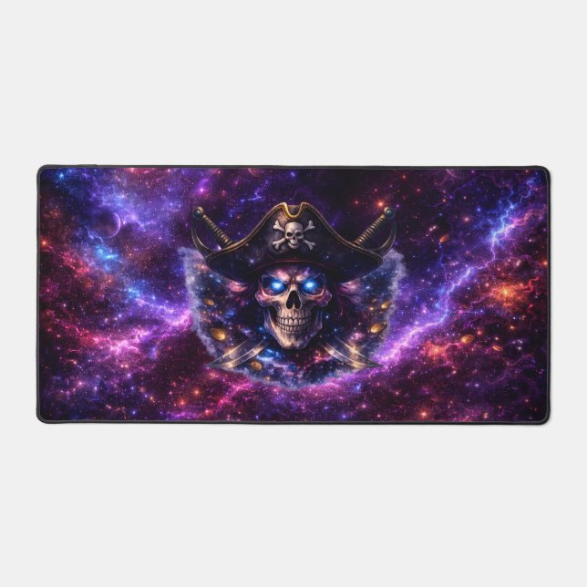 Cosmic Pirate Skull Galaxy Gaming Mouse Pad Schreibtischunterlage (Vorderseite)